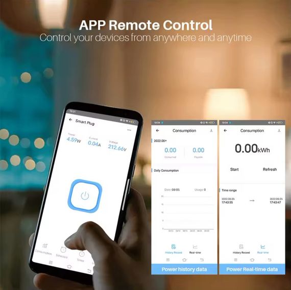 Умная розетка с Wi-Fi и Bluetooth 20А с таймером и мониторингом расхода энергии | Зображення 8