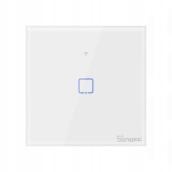 Sonoff t0eu1c-tx стеклянный интеллектуальный сенсорный выключатель фонарик wifi 1-ch | Зображення 1