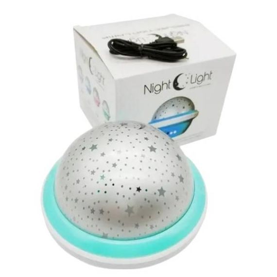 Ночник проектор зоряне небо UFO Star Master Dream, що обертається Бірюзовий