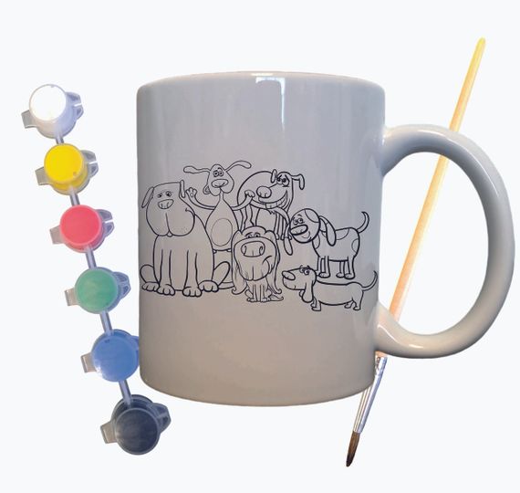 Набор для творчества кружка раскраска "Мультяшные Собаки" 330 мл белая | Зображення 1