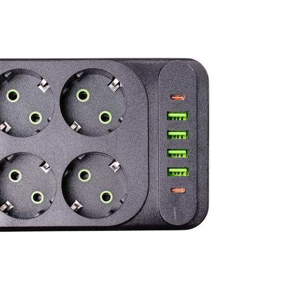 Мережевий фільтр подовжувач 5 м на 6 розеток 4 USB 2 Type-C та кнопкою вимкнення HP-5-16 | Зображення 4