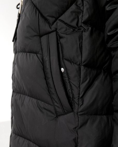 Пуховик жіночий чорний зимовий довгий стьобаний люкс якість | Зображення 3