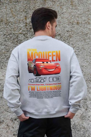 Утеплений оверсайз світшот на флісі з принтом Without Mcqueen Gray