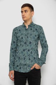 Рубашка мужская с принтом, цвет оливковый, 214R812