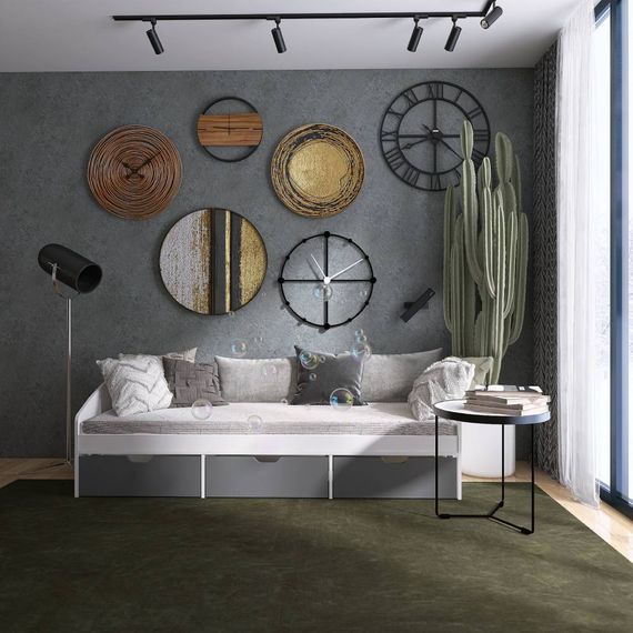 Ліжко односпальне з ящиками Еверест Комфорт 3 193х84х59 см Німфея Альба/Графіт (EVR-5739)