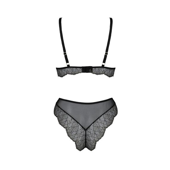 Комплект білизни Passion AMBERLY SET 4XL/5XL black, ліф, трусики бразиліана, люрексова нитка | Зображення 3