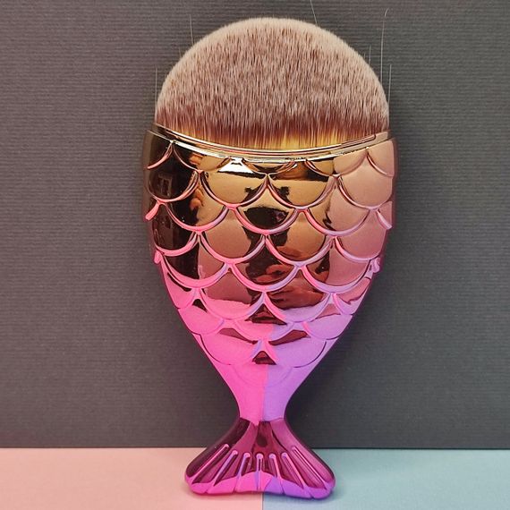 Щетка рыбка от пыли для маникюра (розово-золотая) | Зображення 1