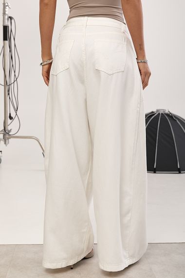 Широкі однотонні джинси Palazzo - молочний цвет, S (є розміри) | Зображення 1