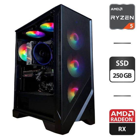 Ігровий ПК MSI MAG Forge 120A Tower / AMD Ryzen 5 3600 (6 (12) ядер по 3.6 - 4.2 GHz) / 16 GB DDR4 / 250 GB SSD / AMD Radeon RX 6700 XT, 12 GB GDDR6, 192-bit / 650W б/в