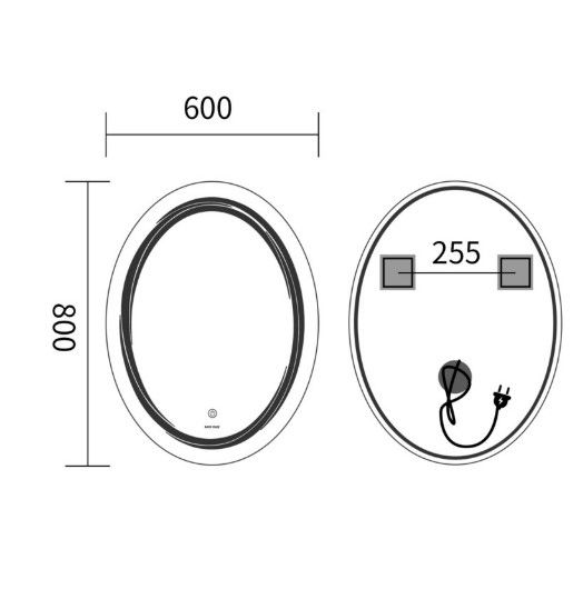 Дзеркало Mixxus Premium WAVE MV04-60x80 (LED Touch, Anti-fog (3-6,5kK)) (MP6636) | Зображення 1