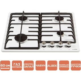 Газовая поверхность белая Ventolux HG640-DA3 CS (WH)