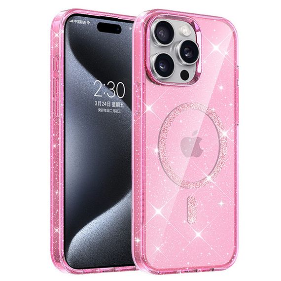Чехол TPU Eclipse Sparkle (MagFit) для Apple iPhone 15 Pro Max (6.7") Pink