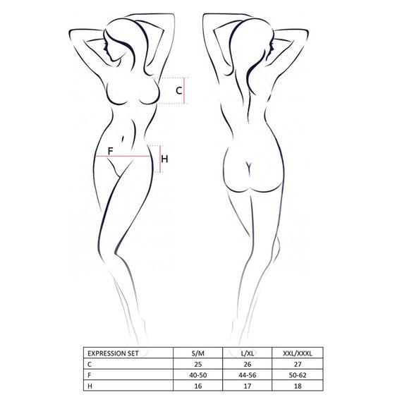 Комплект білизни Passion EXPRESSION SET XXL/XXXL, black, ліф сітчастий, спідничка і стрінги | Зображення 2