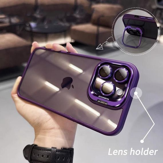 Чохол з підставкою та склом на камеру Lens Shield для iPhone 14 Pro Max колір Фіолетовий | Зображення 2