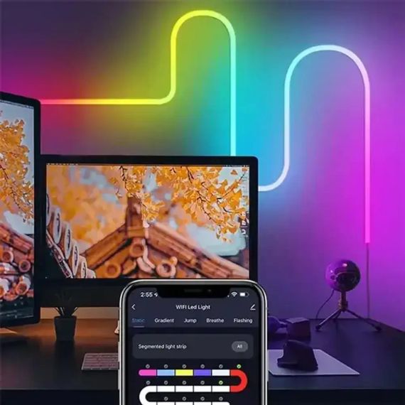 Умная неоновая лента от USB, 10 м, пульт + Bluetooth, Rgb / RGB лента / Гибкий неон / Лента светодиодная | Зображення 8