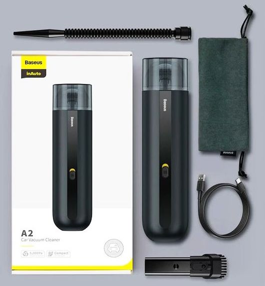 Автомобільний акумуляторний пилосос Baseus A2 Car Vacuum Cleaner 6000 mAh для салону автомобіля Чорний | Зображення 3