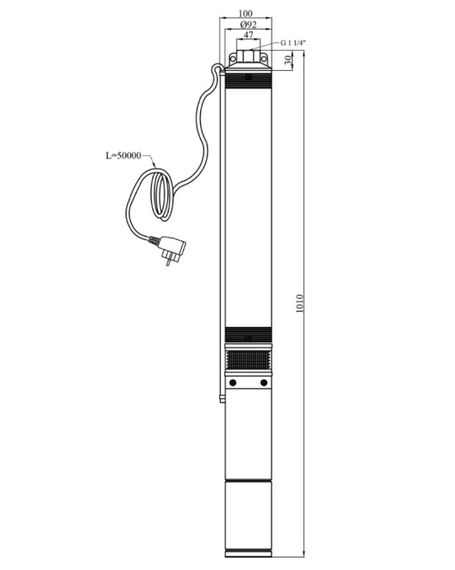 Насос глибинний відцентрований багатоступінчатий Pumpman 4STM3-15-0,9 кВт Hmax 108 м Qmax 4,8 куб.м 900 Вт (CV032271) | Зображення 1