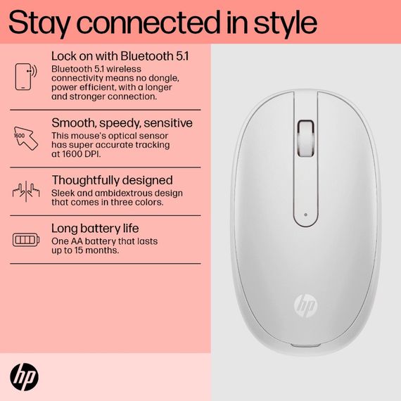 Мишка HP 240 Bluetooth White (793F9AA) | Зображення 7
