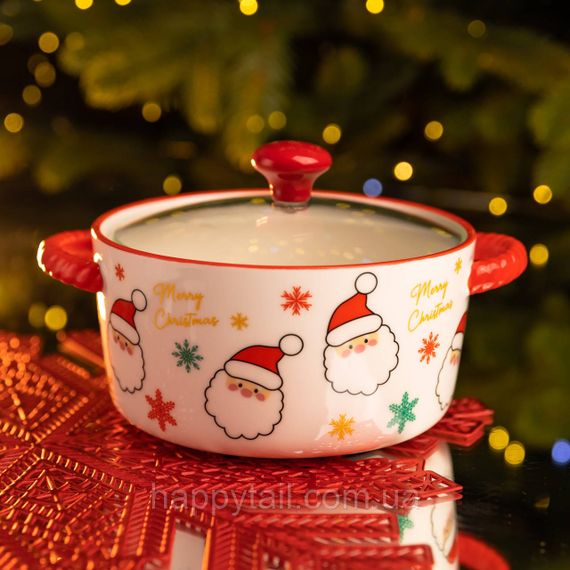 Супниця порцелянова Santa новорічна  800 (мл) з кришкою Yiwu FM-CS-9A | Зображення 1