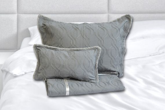 Покрывало з бахромой Kayra 240х260 см Dolores серое | Зображення 2