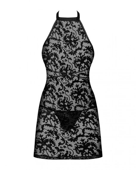 Пеньюар C трусиками Obsessive Softily chemise Black S\M, Черный | Зображення 5