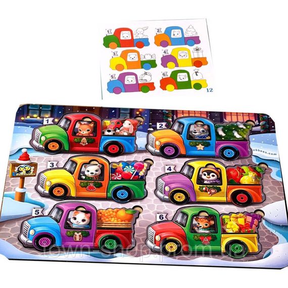 Деревянная игра с карточками "Животные на машинках" Ubumblebees (ПСФ132) PSF132