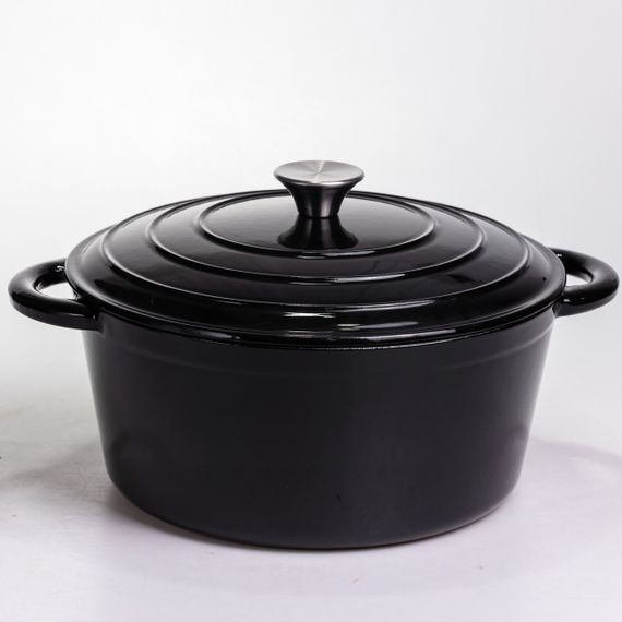 Каструля чавунна емальована 6,5 л, чорний Yiwu HP-FLG-3 BLACK
