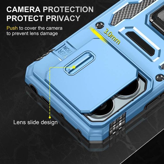 Ударопрочный чехол Camshield Army Ring для Xiaomi Redmi Note 13 4G Голубой / Light Blue | Зображення 1