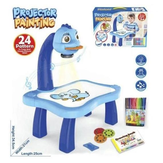 Дитячий стіл проектор для малювання з підсвічуванням Projector Painting. FI-406 Колір: блакитний | Зображення 8