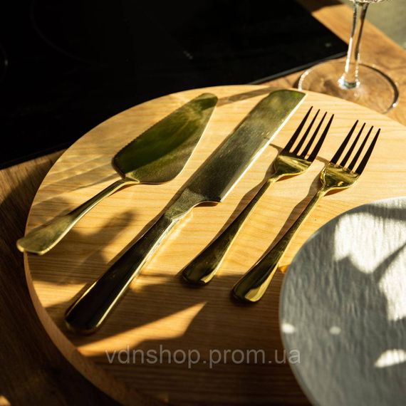 Набір приладів для подачі торта 4 предмети з нержавіючої сталі Золотистий HP-20-53 | Зображення 4