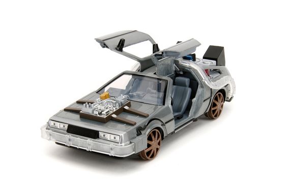 Игровая металлическая машинка Назад в будуйщее 3 Time machine с светодиодами | Зображення 3