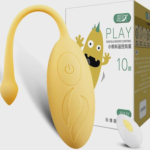 Вагінальне віброяйце з пультом "Monster egg", колір жовтий, 10 режимів вібрації sexstyle