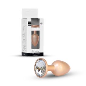 Анальна металева пробка Plug-Jewellery  Pearl Gold PLUG- Clear M Sex Aura