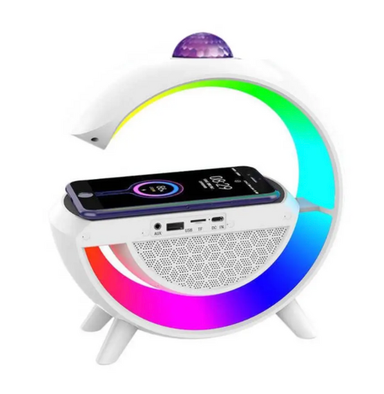 Настольная смарт лампа-ночник 3 в 1 RGB G2388 с беспроводной зарядкой ∙ Многофункциональный ночник Bluetooth колонка RGB 2388 | Зображення 3