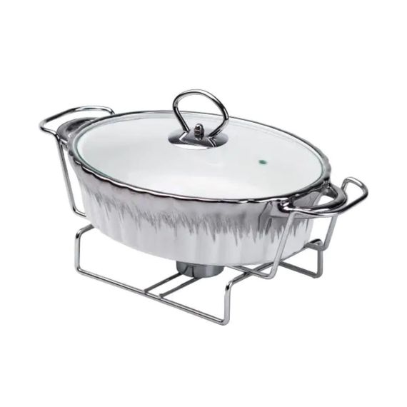 Мармит фарфоровый на 1 л овальный с подогревом 31×19×13 см HP1022 | Зображення 3