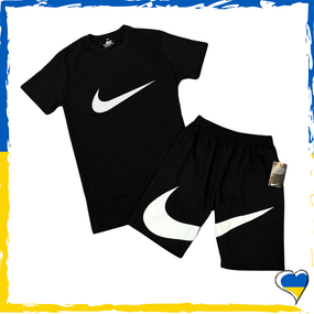 Комплект шорти Nike Big Swoosh + футболка Nike чорна. XS S M L XL XXL