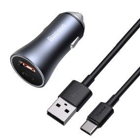 АЗП Baseus Golden Contactor Pro Dual Quick Charger Car Charger U+C 40W（With Baseus Simple wiring USB For