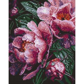 Алмазна мозаїка "Рожеві півонії під дощем" ©art_selena_ua AMO8363, 40х50 см