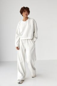 Теплий спортивний костюм з контрастним нижнім шаром - світло-сірий цвет, M/L (є розміри)