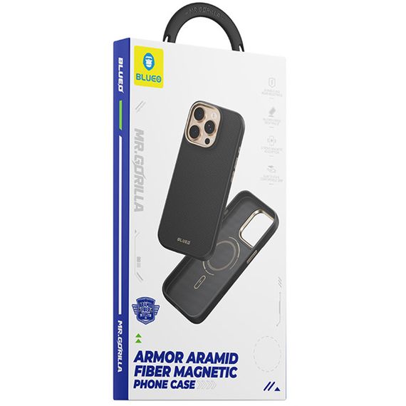 TPU+PC чохол Blueo Aramid Fiber with MagSafe для Apple iPhone 17 Pro (6.3") Black | Зображення 2