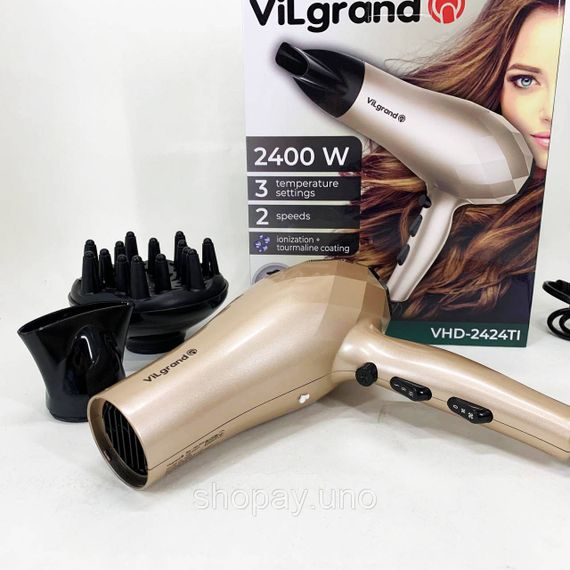Електричний фен для волосся з дифузором VILGRAND VHD 2424TI 2400 Вт, Фен для різних типів волосся YA-77 | Зображення 4