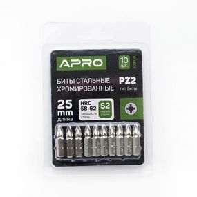 Бита РZ2*25мм хром (10шт/уп) APRO