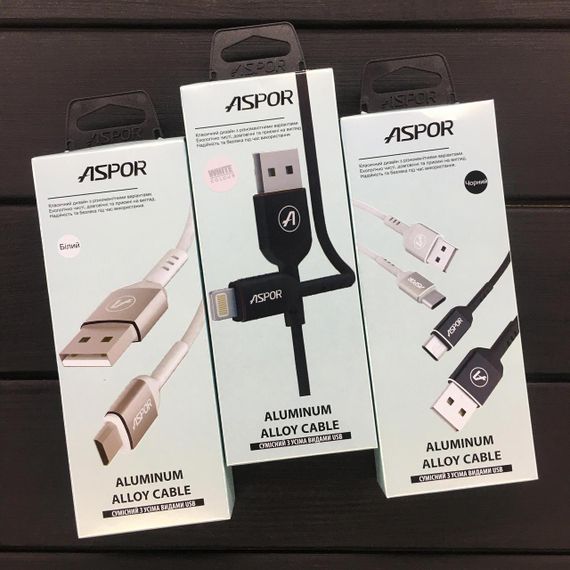 Кабель Aspor A122 USB – Lightning 2.1A/1.2м- черный | Зображення 2