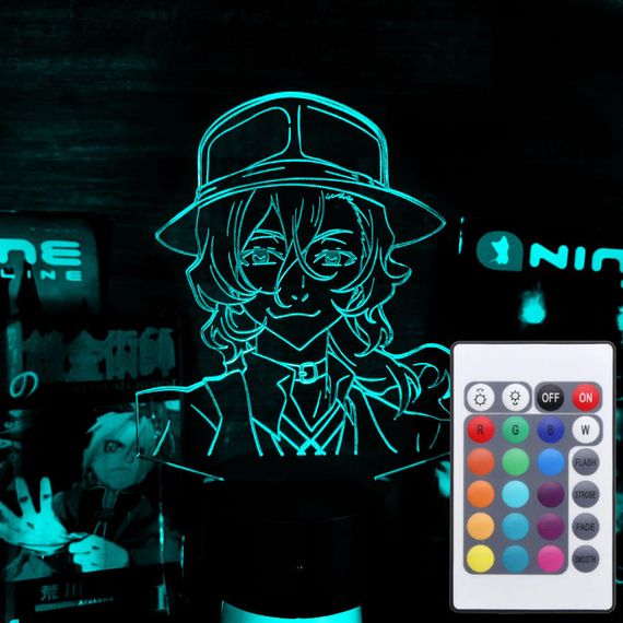 Акриловий світильник-нічник з пультом 16 кольорів Чуя Накахара 2 tty-n001911