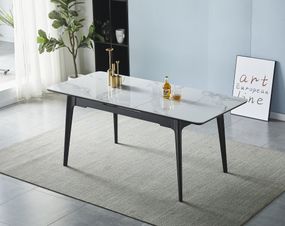 Раскладной керамический стол Berlin ceramic 140-180×80 см, выбор цвета столешницы стільниця білий глянець/чорний каркас