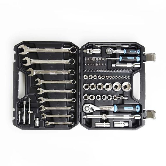 Набор насадок с гаечными ключами CrV ¼, ½ ( 90Т) (82 шт) APRO | Зображення 1