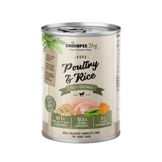 Консерви Chicopee (Чікорі) Dog Adult Pure Poultry & Rice 400 г х 6 шт. для собак птиця з рисом
