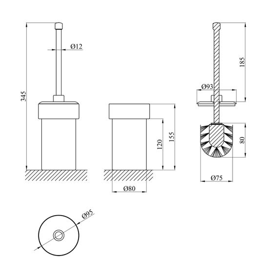 Йоржик для унітазу Kroner підлоговий KRM Rizze - ACG323-1 (CV022912) | Зображення 1