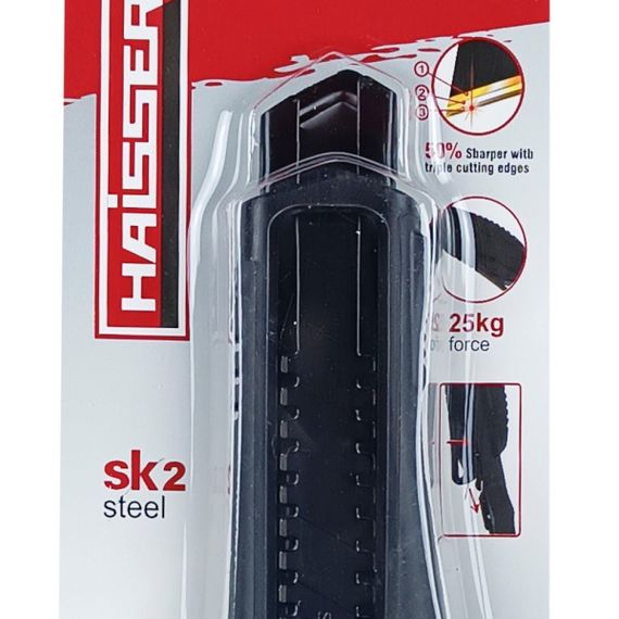 Нож пластиковый прорезиненный 18 мм Haisser 23508. | Зображення 2