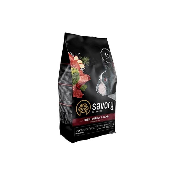Корм сухий Savory Small Breed rich in Fresh Turkey and Lamb для дорослих собак малих порід до 10 кг зі свіжим ягням та індич